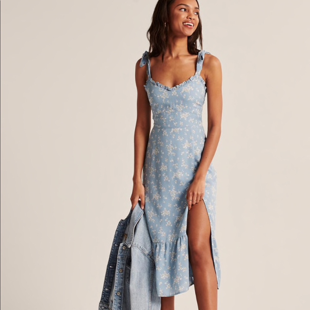 Abercrombie Midi Dress with Tie Sleeves